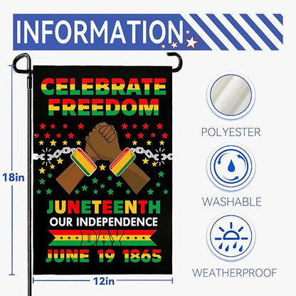Juneteenth Garden Flag June 19th African American Emancipation Independence Day Yard Flag Celebrate Freedom Since 1865 Garden Flags Stars and Stripes Polyester Double Sized House Banner