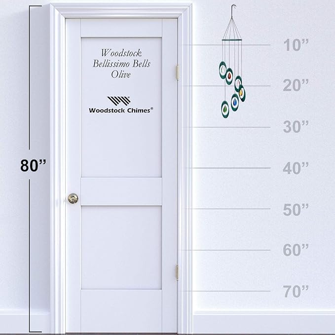 Woodstock Chimes Signature Collection, Woodstock Bellissimo Bells, 28'' Olive Wind Bells for Outdoor, Patio, Home or Garden Décor (CYBRO)