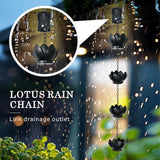 8.5Ft Metal Lotus Rain Chain for Gutters, Rust-Resistant Outdoor Rain Catcher with Hanging Gutter Adapter, Perfect for Heavy Rain, Indoor/Outdoor Decoration, Dark Bronze Finish