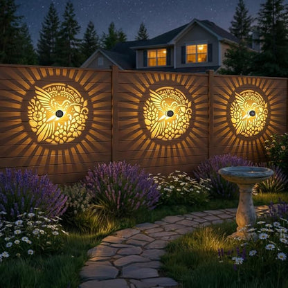 Gardsee Solar Fence Lights Outdoor 2 Pack Deck Step Wall Lights Butterfly Metal Waterproof LED Warm Yellow Light for Garden Post Patio Backyard Yard Decor (Black 4)