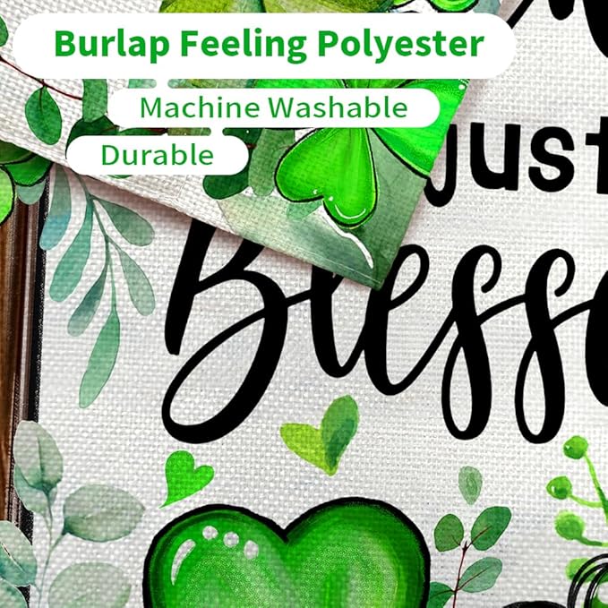 CROWNED BEAUTY St Patricks Day Garden Flag Shamrocks Clover Cross Blessed 12x18 Inch Double Sided Green Holiday Decoration for Outdoor Lawn Yard CF1931-12