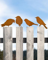 4 Pcs Rusty Metal Birds, Lifelike Patina Bird Decoration for Garden Sculptures and Yard Art, Silhouette Decor, Fence Decorations Outdoor