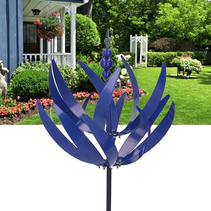 Asixxsix Large Wind Sculpture Decorative Craft Rotator for Yard Garden Outdoor, Blue Appearance, Iron Material with Long Service Life
