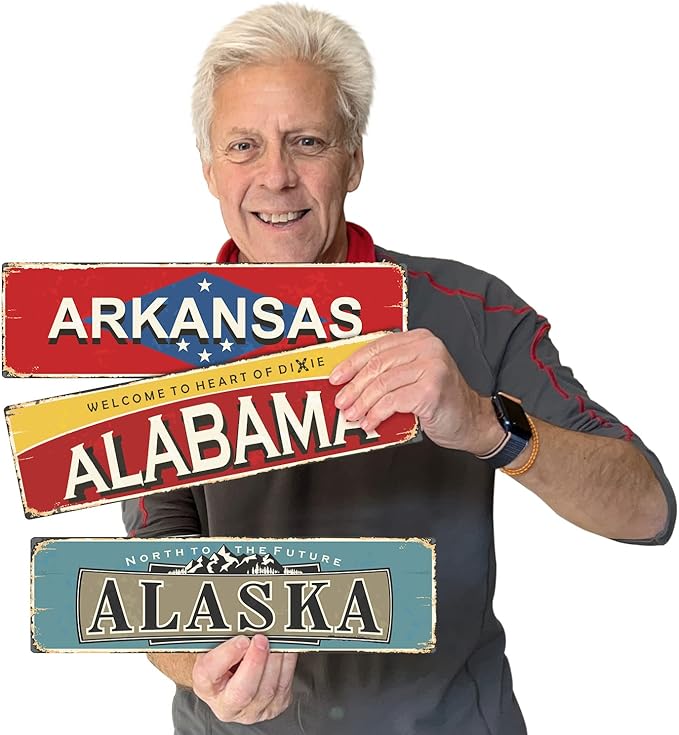 SmartSign 4 x 14 inch Alaska State Vintage Metal Sign “North To The Future”, 40 mil Rustproof Aluminum with Clear Overcoat, Retro Wall Décor, Multicolor, Made in USA