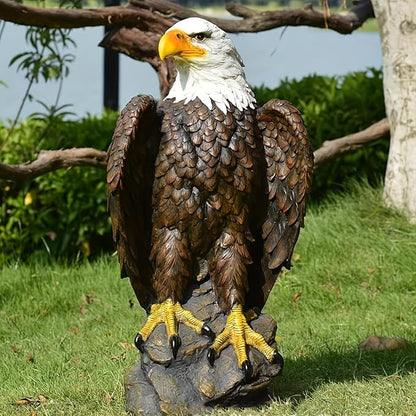 24" Bald Eagle Statue for Garden, Outdoor Sculpture, Animal Decor for Yard Porch Entryway Patio Living Room (Large, Bald Eagle)