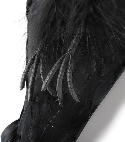 Noamus 17 Inches Realistic Hanging Dead Crow, Lifesize Extra Large Black Feathered Crow, Fake Decoy Raven for Garden Halloween Decorations Birds, Artificial Handmade, Model, Party Props