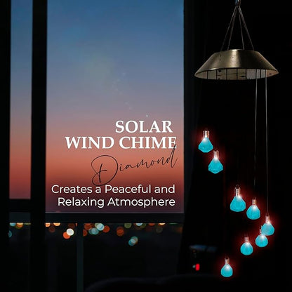 Upblend Outdoors Solar Wind Chimes for Outside – Color Changing LED Wind Chimes for Outside, Solar Chimes Outdoor Waterproof – Diamond, Light Blue