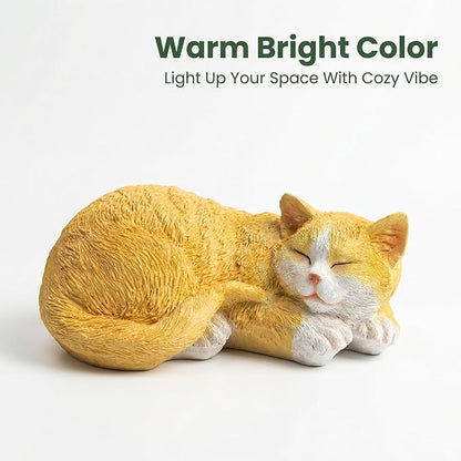 Sleeping Orange Cat Garden Statue – Realistic Resin Outdoor Decor for Patio Lawn Yard – Whimsical Feline Figurine for Home Balcony Porch Ornament – Charming Pet Sculpture Gift for Cat Lovers