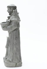 LuxenHome Outdoor St. Francis Statues, 27.6" Saint Francis of Assisi MgO Garden Statue with Animal & Birdbath Bowl, Religious Statues for Patio Yard Home Decor, Outdoor Garden Sculptures