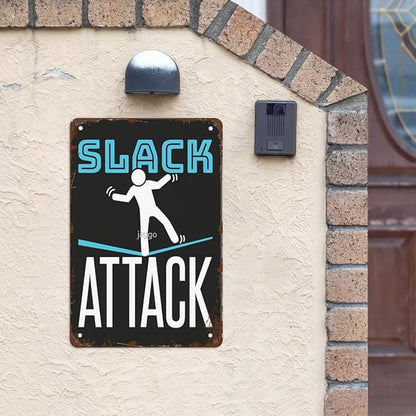 Vintage Metal Tin Sign Slack Attack Classics Wall Decor for Home,Garden,Yard,Patio,Office,Dorm,& More 8x12 inches Retro & Funny Room Decorations