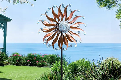 LimeHill Wind Spinners Outdoor Metal Large Wind Spinners for Yard and Garden, Kinetic Wind Sculptures & Spinners with Stake for Family (24" W x 84" H)