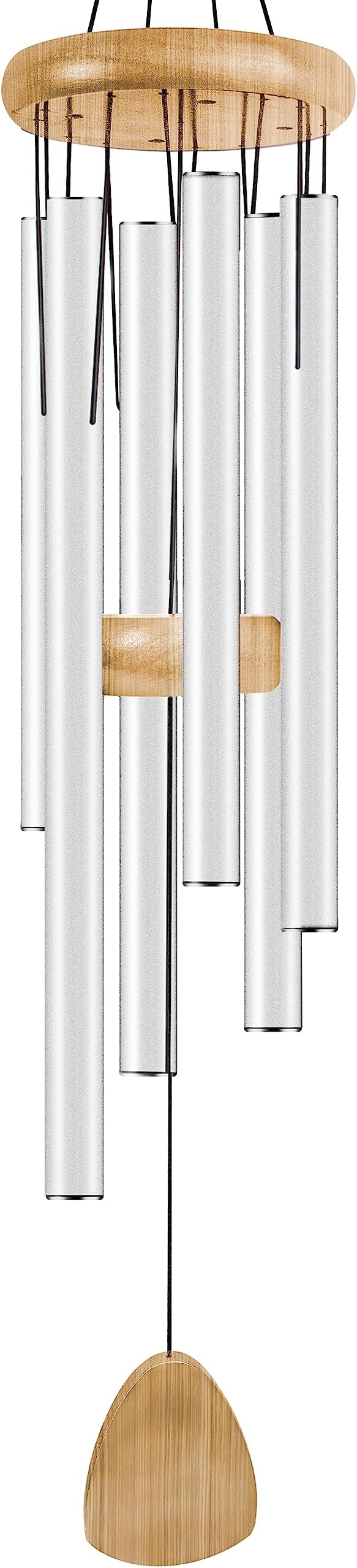 Bursvik Large Aluminium Wind Chimes 37 Inches to Create a Zen Atmosphere Suitable for Outdoor, Garden, Patio Decoration. Classic Wind Chimes with Wind Catcher Suitable as A Gift for Unisex(White)