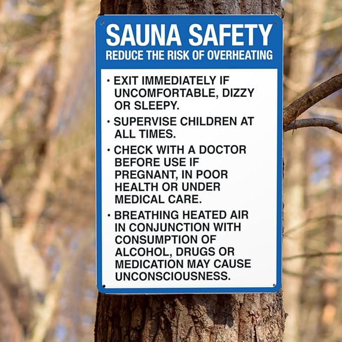 Warning Sign Retro Aluminum Sign Metal Tin Sign, Sauna Safety Sign, Pool Sign Spa Rules Signs, Vintage Style Funny Pool Signs Wall Decor Art 8 X 12 Inches