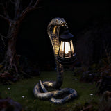 Solar Garden Outdoor Statues Snake with Solar Lights Outdoor Chrismtas Decorations - Lawn Decor Snake Statue for Patio, Balcony, Yard Ornament - Unique Housewarming Gifts (Brass Color)