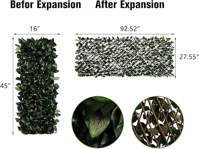 DOEWORKS Expandable Fence Privacy Screen for Balcony Patio Outdoor, 2PCS Faux Ivy Fencing Panel for Backdrop Garden Backyard Home Decorations