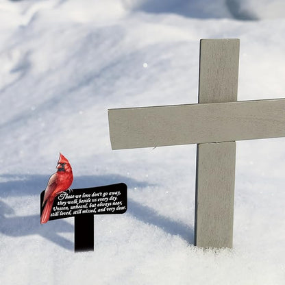 Hicarer Cardinals Grave Markers Cardinals Memorial Gift Metal Sympathy Stakes for Cemetery Memorial, Garden Yard, 11.8 x 7.87 Inch(Love Forever)