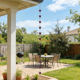 Retro Red Cup Rain Chain, 103.9" Metal Rain Catcher Chain for Gutters, Decorative Outdoor Rain Chain with Distressed Finish, Garden Downspout Diverter Replacement Gift