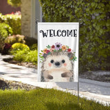 Hedgehog Painting Garden Flags 12×18 Inch Double Sided Decorative Yard Banner Seasonal Flag for Outdoor Outside Decor