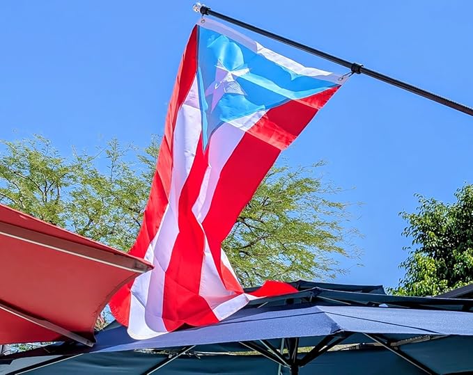 Light Blue Puerto Rico Puerto Rican Flag 3x5 FT for Outside - Heavy Duty Nylony Puerto Rican National Flags with Embroidered Stars & Sewn Stripes, Brass Grommets - Vibrant Outdoor PR Flags for All Weather