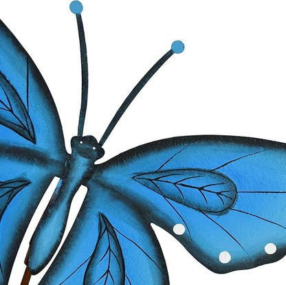 Garden Decor Metal Yard Stakes Spring Lawn Art Decorative Plant Stake Indoor Outdoor Ornaments Decoration for Patio Pathway Backyard (Blue Butterfly)