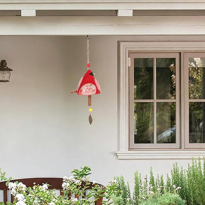 Cardinal Wind Chimes for Outside and Indoor, Ceramic Bird Song Hanging Windchimes, Gifts for Mom, for Rustic Music Garden Backyard Church Decoration Porch Outside Outdoor Festival Memorial Gift