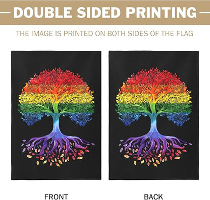 Gay Pride Flag for Outside House LGBTQ Rainbow Tree Life Garden Flags 28 x 40 Double Sided Large Lawn Seasonal Decorative