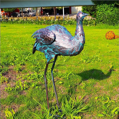 Retro Style Metal Ostrich Statue Outdoor Indoor Garden Yard Art for Patio Lawn Backyard Decoration