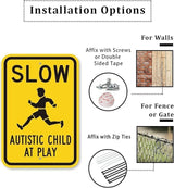 CCPARTON Metal Sign - Slow Autistic Child at Play Warning Sign - Aluminum - Indoor/Outdoor - 8x12 Inches