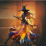 Scary Witch Acrylic Suncatcher Stained Glass Effect Window Car Hanging Christmas Ornament Indoor Outdoor Decor Garden Sun Catcher Panel for Halloween Lover for Women Mom Grandma
