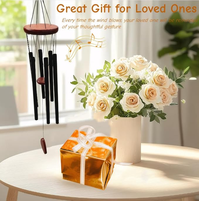 Wind Chimes for Outside/Inside 28'' Metal Windchimes Outdoors Memorial Wind Chimes Gifts Garden/Patio/Porch Decor Windchime Black (28 inch)