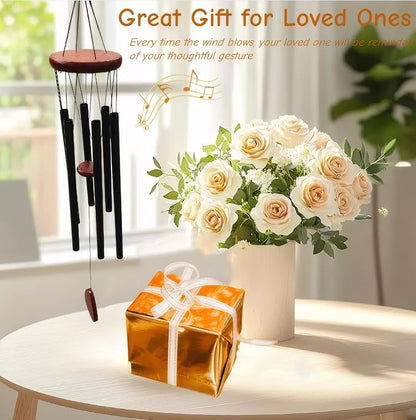 Wind Chimes for Outside/Inside 28'' Metal Windchimes Outdoors Memorial Wind Chimes Gifts Garden/Patio/Porch Decor Windchime Black (28 inch)