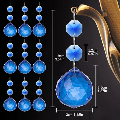 Pack of 10 Blue Crystal Ball Prism 30mm Suncatcher Chandelier Prisms Part Decor Rainbow Maker