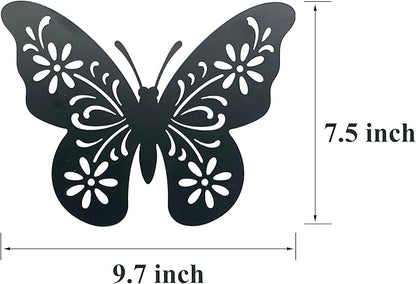 VividLadybug Set of 3 butterfly wall decor, Art Wall Decor, the ideal for interior and exterior decor, Yard Art, black Concise Decoration Hanging