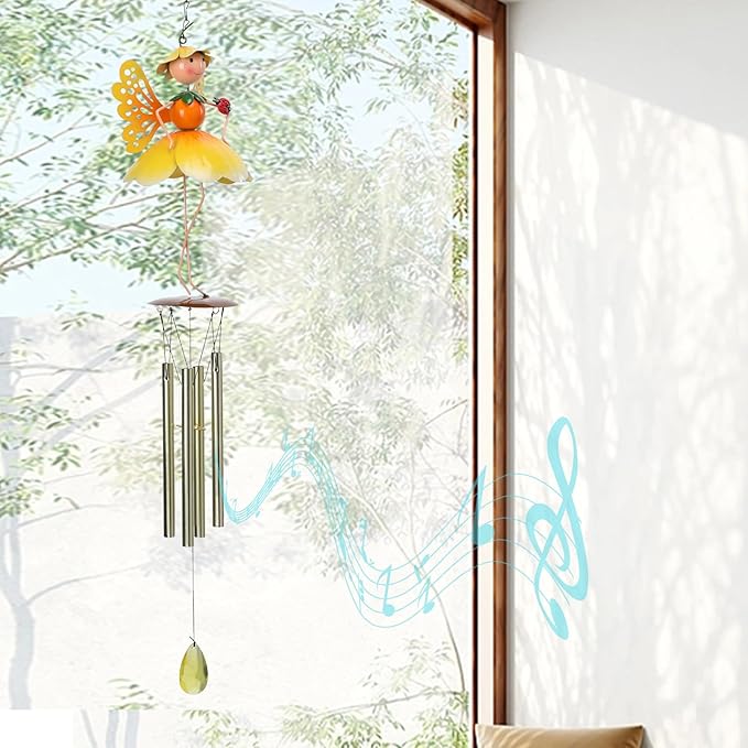 MUMTOP Butterfly Wind Chimes for Outside, Metal Deep Tone Memorial Sympathy Wind Chime Fairy Windchimes for Patio, Outdoor,Garden,Yard,Window,Home Decor or Gifts for Women
