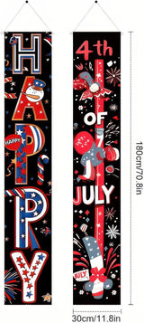 BlissYard 4th of July Decorations 2Pcs Patriotic Decor Door Banner American Flag USA Independence Day Banners Hanging Porch Signs Memorial Veterans Labor Day for Front Yard Indoor Outdoor Supplies
