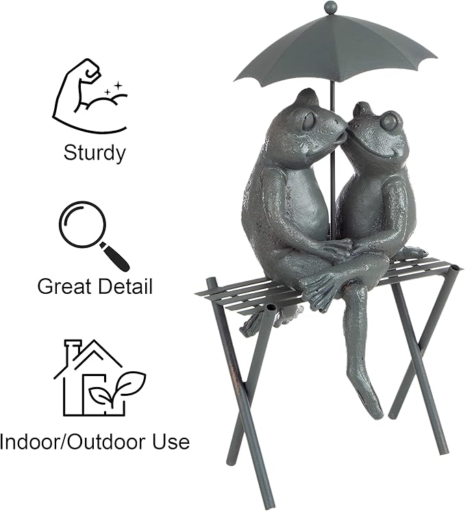 Frog Couple Statue-Resin Romantic Animal Figurine for Outdoor Lawn and Garden D?cor-Great for Flower Beds, Fairy Gardens, and More by Pure Garden