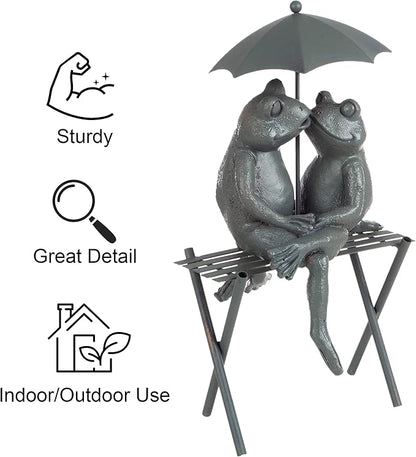 Frog Couple Statue-Resin Romantic Animal Figurine for Outdoor Lawn and Garden D?cor-Great for Flower Beds, Fairy Gardens, and More by Pure Garden