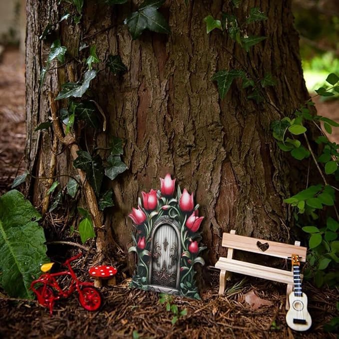 Miniature Fairy Garden Accessories for Wall Tree Fairy Garden Outdoor Decor with Stump (D)