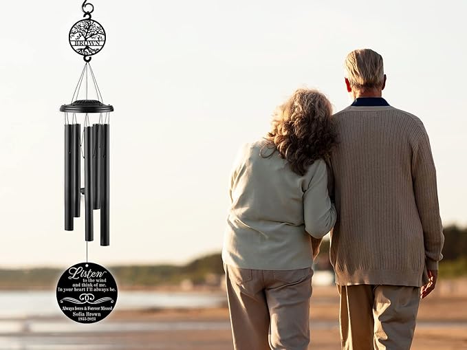 Sympathy Wind Chimes 37" Personalized Memorial Wind Chimes Memorial Personalized Memorial Wind Chime Bereavement Gifts for Loss Custom Remembrance Gift for Loss Large Personalized Wind Chimes……