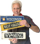 SmartSign 4 x 14 inch Forward With Wisconsin State Vintage Metal Sign, 40 mil Rustproof Aluminum with Clear Overcoat, Retro Wall Décor, Multicolor, Made in USA
