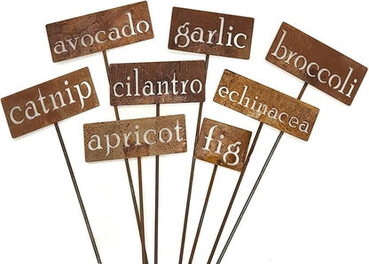 Classic Metal Garden Markers 19 Inches Tall (Bulk Discount 10 Markers, Naturally Rusted)