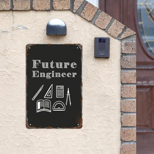 Patio Wall Decor Future Engineer Designer Construction Metal Signs Vintage Man Cave Home & Outdoor Decoration Vintage Wall Art With Inspirational Quotes & Life Sayings 8X12inch