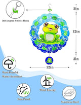 Frog Wind Spinners Outdoor Garden Decor for Outside - 12 Inch 3D Stainless Steel Metal Wind Spinners - Frog Gardening Gifts for Women, Yard Decorations Outdoor Hanging Decor