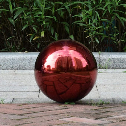 10 inch Diameter Red Gazing Ball,Red Stainless Steel Polished Reflective Smooth Garden Sphere Globe Mirror,Colorful and Shiny Addition to Any Garden or Home