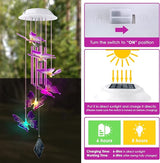Lightalent Solar Butterfly Wind Chimes, Gifts for Mom Women, Glowing Top Changing Colors LED Wind Chime for Outside with 4 Iron Tubes, Outdoor Decor Mobile for Garden Yard (Purple)