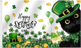SENSEVEN St Patricks Day Black Cat Flags for Outside 3x5 Ft, Spring Shamrock Green Flag, Clover Spring Yard Flag Kitten Holiday Outdoor Banner for Farmhouse Decor, St Patrick's Day Party Supplies