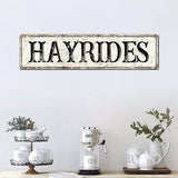 Madcolitote Retro Hay Rides Wood Sign Hay Rides Custom Street Sign Rustic Wooden Wall Art Farmhouse Wall Decor Kitchen Wall Hanger Retro Decoration Sign Housewarming Gift 6x24in