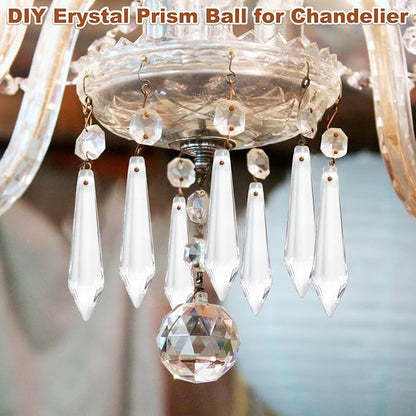 M METERXITY 10-Pack Crystal Icicle Prisms, 53mm/2.09 Inch Chandelier Pendant Maker Hanging Crystals Chandelier Prisms for Home/Windows/Garden/DIY Decoration[Clear]