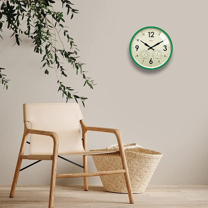 Cloudnola Indoor Outdoor Waterproof Metal Wall Clock with Thermometer and Hygrometer, Green, 12 inch Silent Non-Ticking Battery Operated Quality Quartz Round Clock for Patio and Home Decor