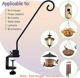 Heavy Duty Deck Hook,Courtyard Decoration,Pole 16.5”Long Metal Deck Railing Hooks for Hanging Bird Feeders,Planters,Suet Baskets,Lanterns,Wind Chimes,Clamp Mounted,Under 18 LBS(2 Pack)